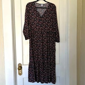 Printed Button-Front All-Day Midi Swing Dress for Women